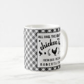 Verrückter Bauernhof Huhn-Damen-Hen Plaid Country Kaffeetasse (VorderseiteRechts)