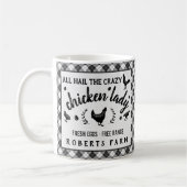 Verrückter Bauernhof Huhn-Damen-Hen Plaid Country Kaffeetasse (Links)