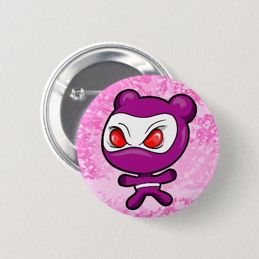 Verrückter Eisbär-Krieger Ninja Knopf Button (Vorne & Hinten)
