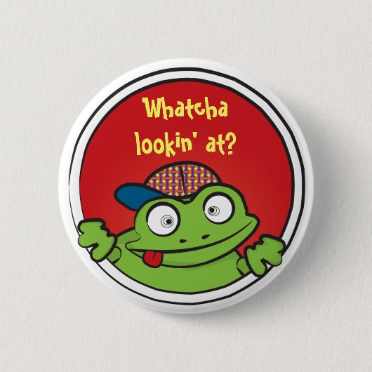 Verrückter Froschknopf Button (Vorderseite)