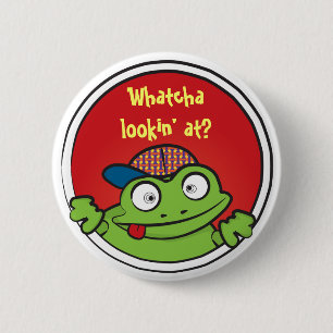 Verrückter Froschknopf Button