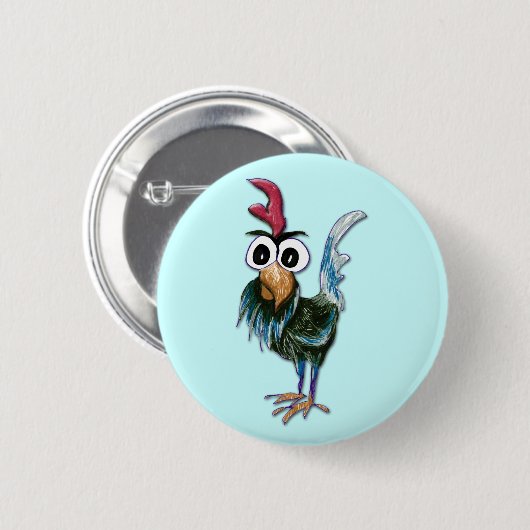 Verrückter Hahn-Knopf Button (Vorne & Hinten)