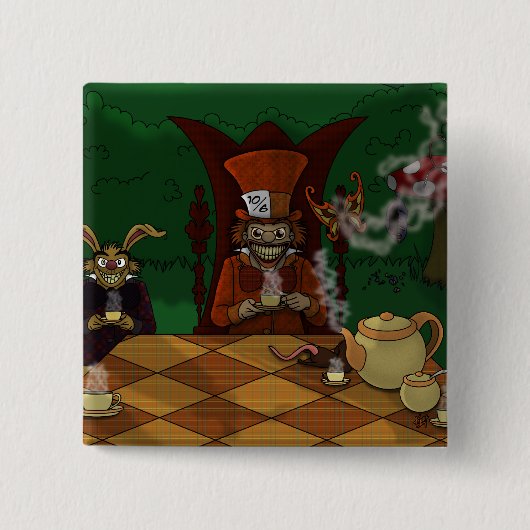 Verrückter Hatters Teeparty Button (Vorderseite)