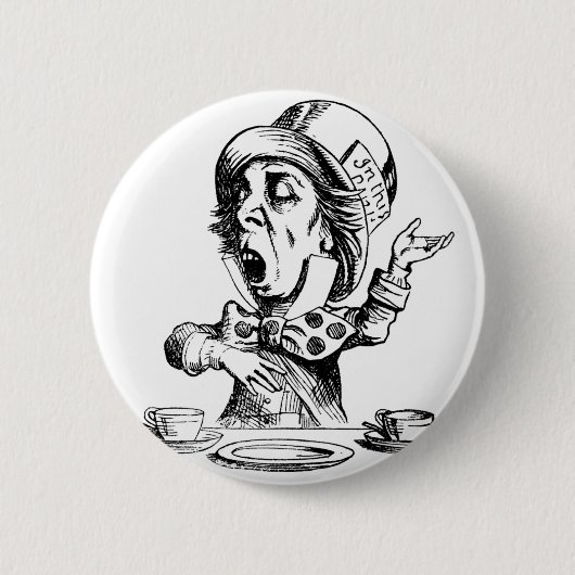 Verrückter Hutmacher Button (Vorderseite)