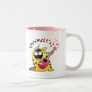 Verrückter Katzen-Gitarrist Zweifarbige Tasse