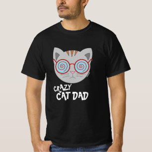VERRÜCKTER KATZEN-VATER Brille Katze Schwarz T-Shi T-Shirt