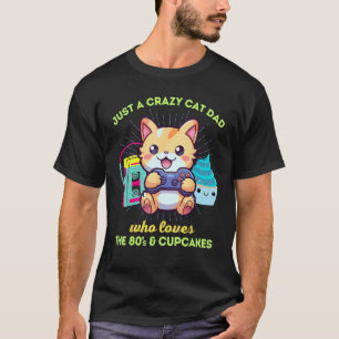 Verrückter Katzenvater, der Gaming-Cupcakes und di T-Shirt