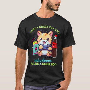 Verrückter Katzenvater, der Gaming Soda Pop und di T-Shirt