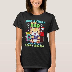 Verrückter Katzenvater, der Gaming Soda Pop und di T-Shirt