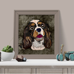 Verrückter King Charles Cavalier handgemaltes Post Poster