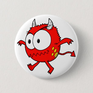 Verrückter kleiner Teufel-Monster-Knopf Button