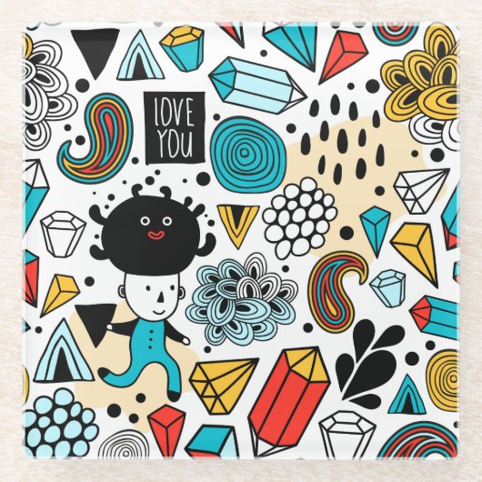 verrückter Kopf Glasuntersetzer (Vorderseite)