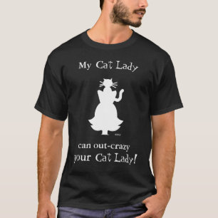 Verrückter Kopf Katzen-Damen-Silhouette Showing T-Shirt