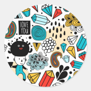 Verrückter Kopf Runder Aufkleber