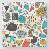 verrückter Kopf Steinuntersetzer (Vorderseite)