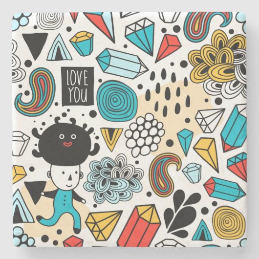 verrückter Kopf Steinuntersetzer (Vorderseite)