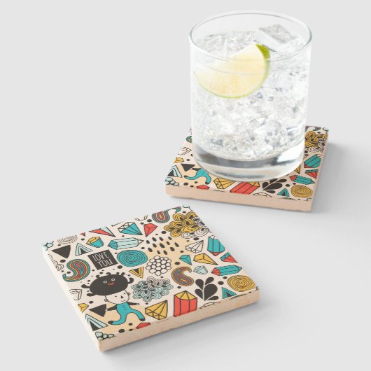 verrückter Kopf Steinuntersetzer (Seitenansicht)