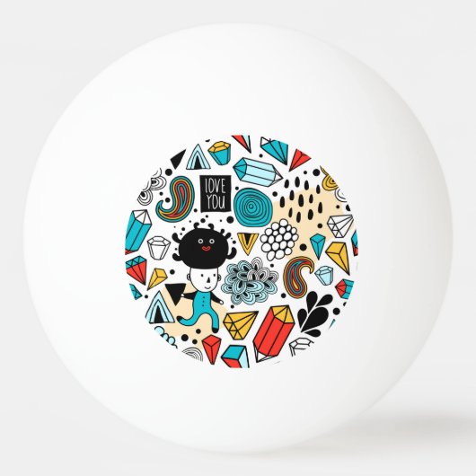 verrückter Kopf Tischtennisball (Vorderseite)
