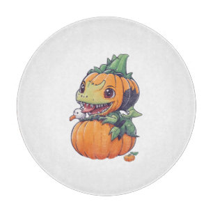 verrückter Kürbis, der versucht, spooky zu essen Schneidebrett
