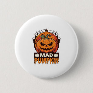 Verrückter Kürbis Halloween Vintage Gravur Design_ Button
