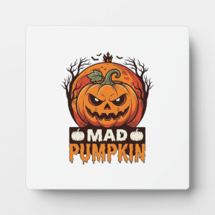 Verrückter Kürbis Halloween Vintage Gravur Design_ Fotoplatte