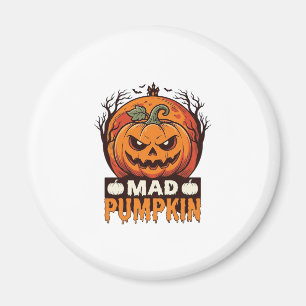 Verrückter Kürbis Halloween Vintage Gravur Design_ Magnet