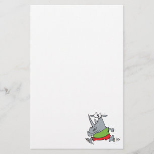 verrückter laufender Jogger Nashorn Cartoon Briefpapier