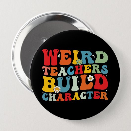 Verrückter Lehrer bildet Charakter Groovy Lehrer Button (Vorne & Hinten)