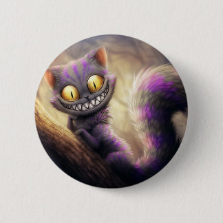 Verrückter lila Katzenknopf Button