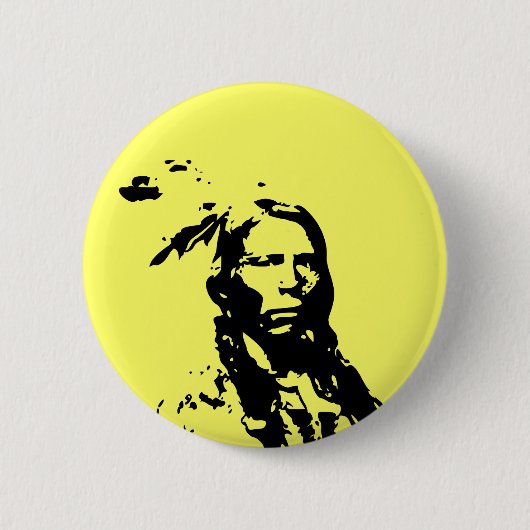 Verrückter Pferdeamerikanischer Ureinwohner Button (Vorderseite)