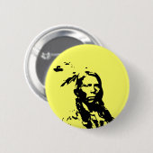Verrückter Pferdeamerikanischer Ureinwohner Button (Vorne & Hinten)