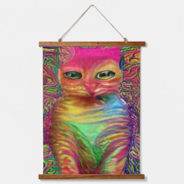 verrückter psychedelischer Kool Katz 13 Wandteppich Mit Holzrahmen