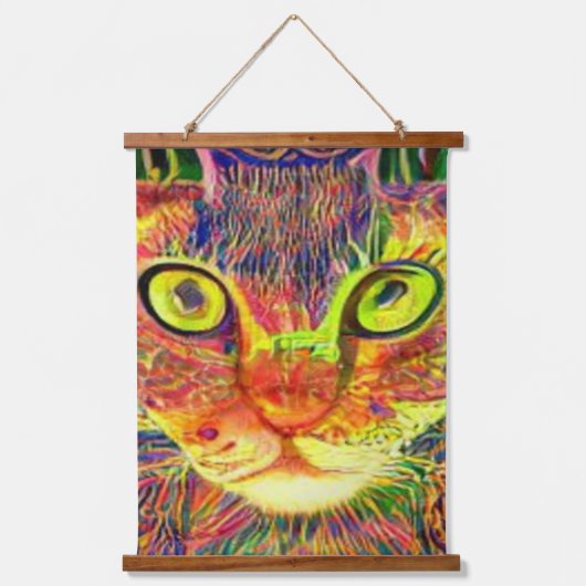 verrückter psychedelischer Kool Katz 18 Wandteppich Mit Holzrahmen (Vorderseite)