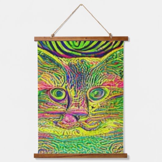 verrückter psychedelischer Kool Katz 20 Wandteppich Mit Holzrahmen (Vorderseite)