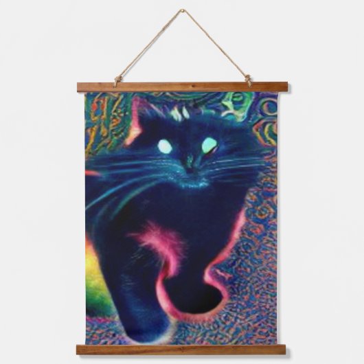 verrückter psychedelischer Kool Katz 21 Wandteppich Mit Holzrahmen (Vorderseite)