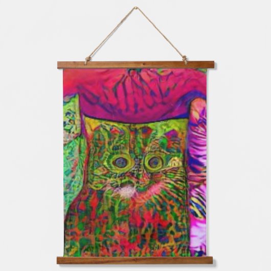 verrückter psychedelischer Kool Katz 22 Wandteppich Mit Holzrahmen (Vorderseite)