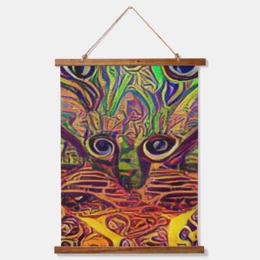 verrückter psychedelischer Kool Katz 23 Wandteppich Mit Holzrahmen (Vorderseite)