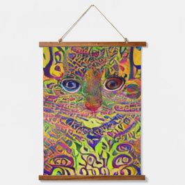 verrückter psychedelischer Kool Katz 24 Wandteppich Mit Holzrahmen