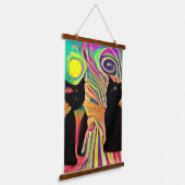 verrückter psychedelischer Kool Katz 2 Wandteppich Mit Holzrahmen (Gewinkelt)