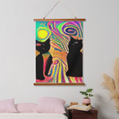 verrückter psychedelischer Kool Katz 2 Wandteppich Mit Holzrahmen (Schlafzimmer)