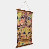 verrückter psychedelischer Kool Katz 3 Wandteppich Mit Holzrahmen (Gewinkelt)