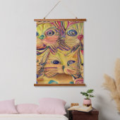 verrückter psychedelischer Kool Katz 3 Wandteppich Mit Holzrahmen (Schlafzimmer)