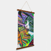 verrückter psychedelischer Kool Katz 4 Wandteppich Mit Holzrahmen (Gewinkelt)