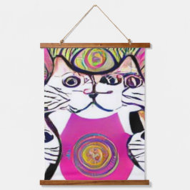 verrückter psychedelischer Kool Katz 5 Wandteppich Mit Holzrahmen