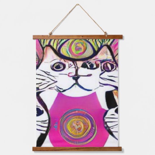 verrückter psychedelischer Kool Katz 5 Wandteppich Mit Holzrahmen (Vorderseite)