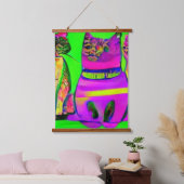 verrückter psychedelischer Kool Katz 6 Wandteppich Mit Holzrahmen (Schlafzimmer)