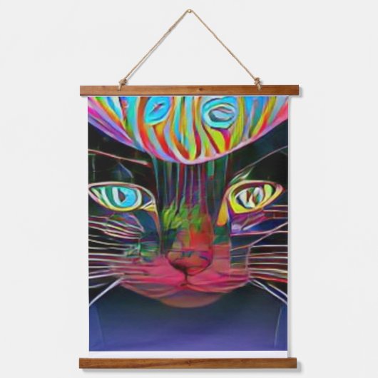 verrückter psychedelischer Kool Katz 8 Wandteppich Mit Holzrahmen (Vorderseite)