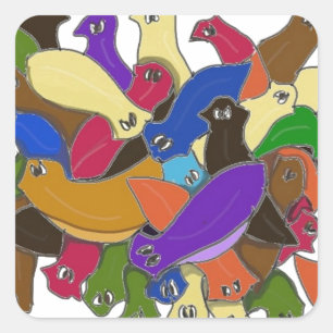 Verrückter querer mit Augen Planarian-Wurm-Entwur Quadratischer Aufkleber