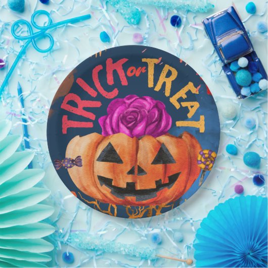 Verrückter Trick oder Leckerbissen Pappteller (Party)