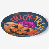 Verrückter Trick oder Leckerbissen Pappteller (Schrägansicht)